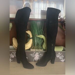Ivanka Trump Black Saffri Over the Knee Faux Suede Boots